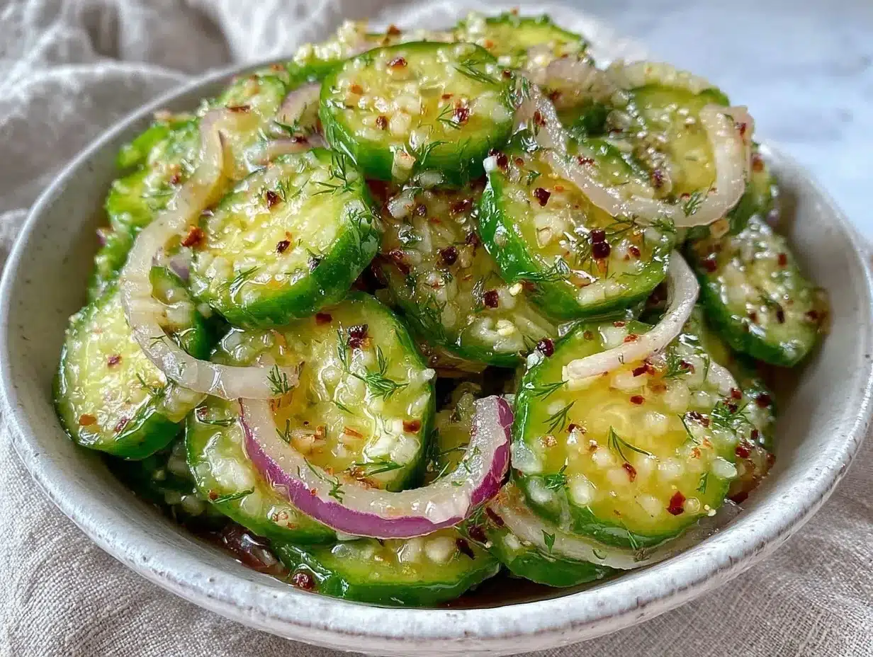 fresh grandmas cucumber onion salad preparation steps