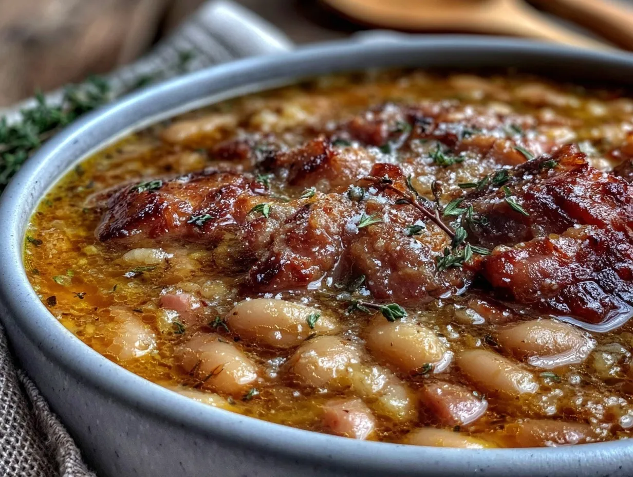 leftover ham and bean soup slow cooker recipe preparation steps