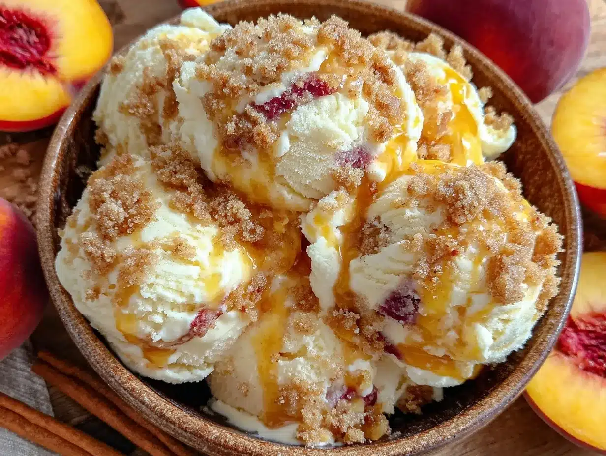 no-churn peach cobbler ice cream recipe preparation steps