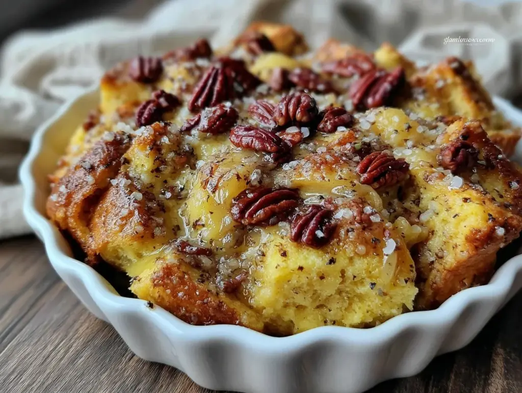 overnight peach cobbler french toast bake - featured image