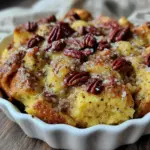 overnight peach cobbler french toast bake - featured image