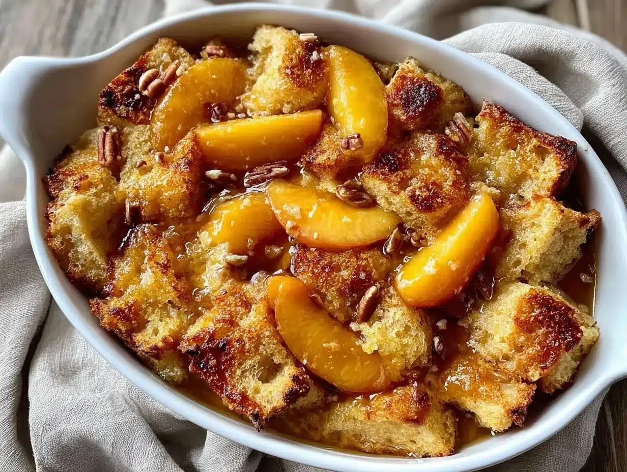 overnight peach cobbler french toast bake preparation steps