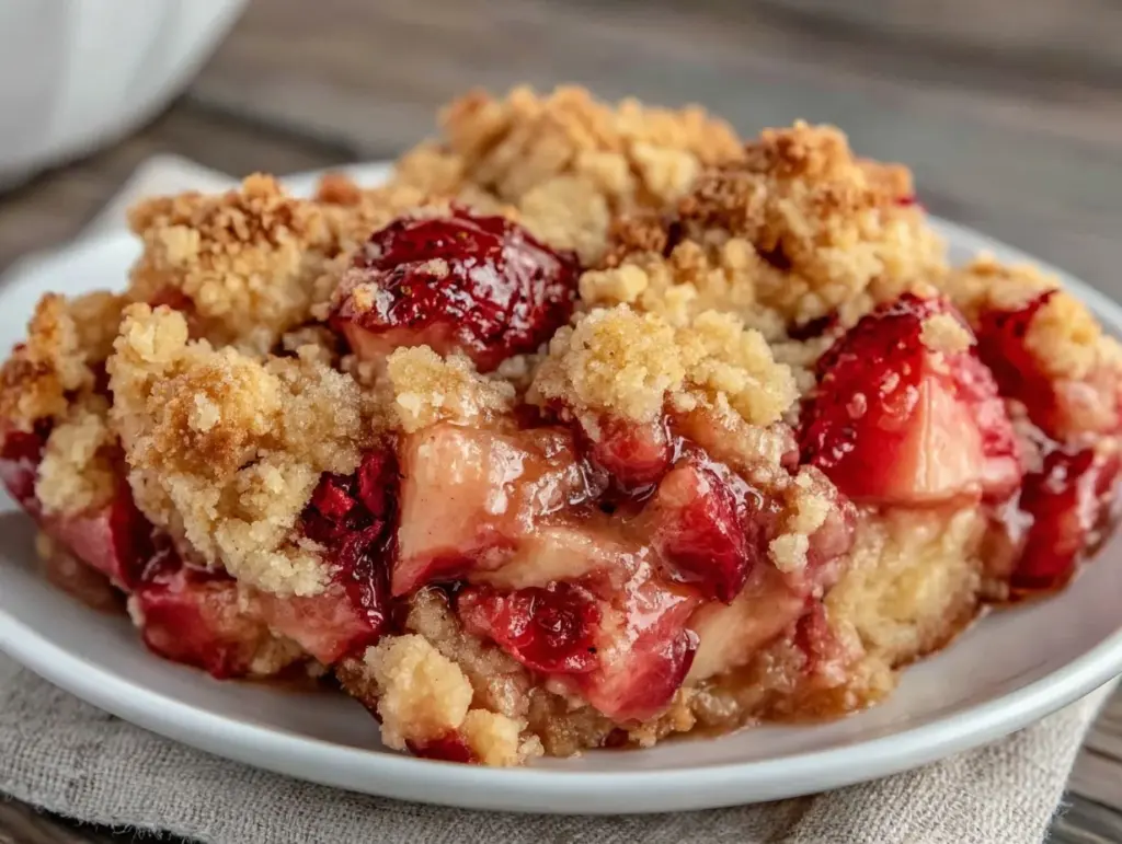 rhubarb strawberry dump cake - featured image