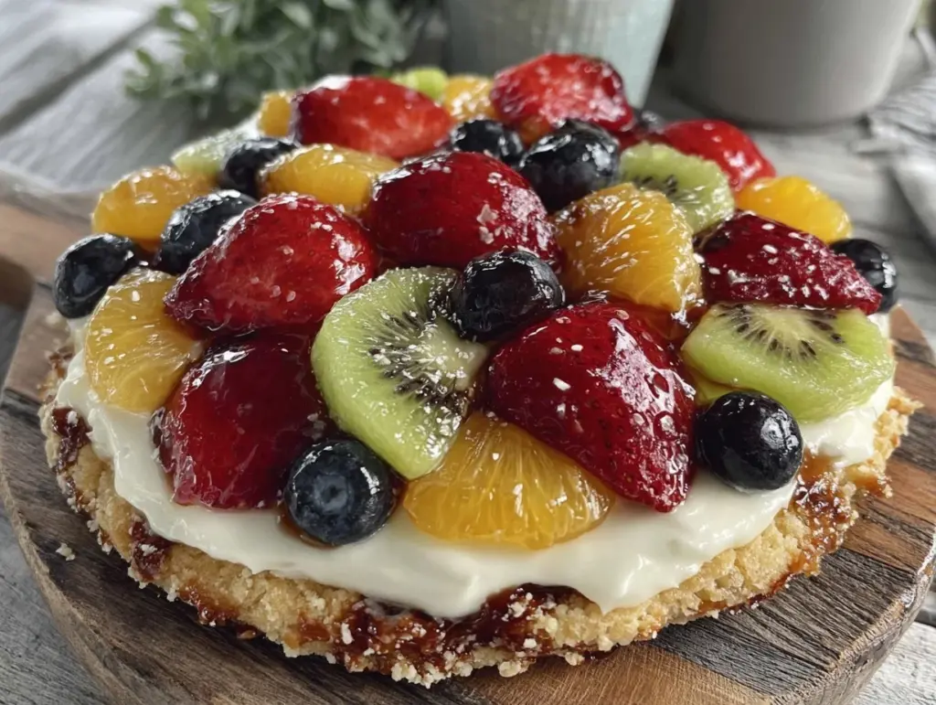 sugar cookie fruit pizza - featured image