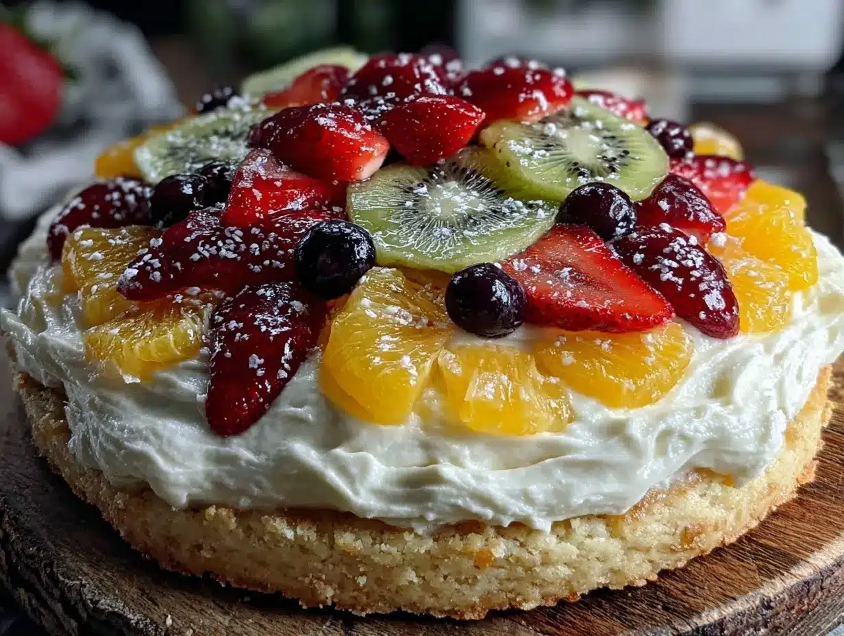 sugar cookie fruit pizza preparation steps