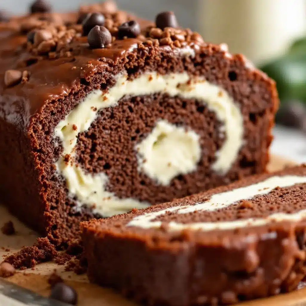 chocolate zucchini bread with cream cheese swirl - featured image