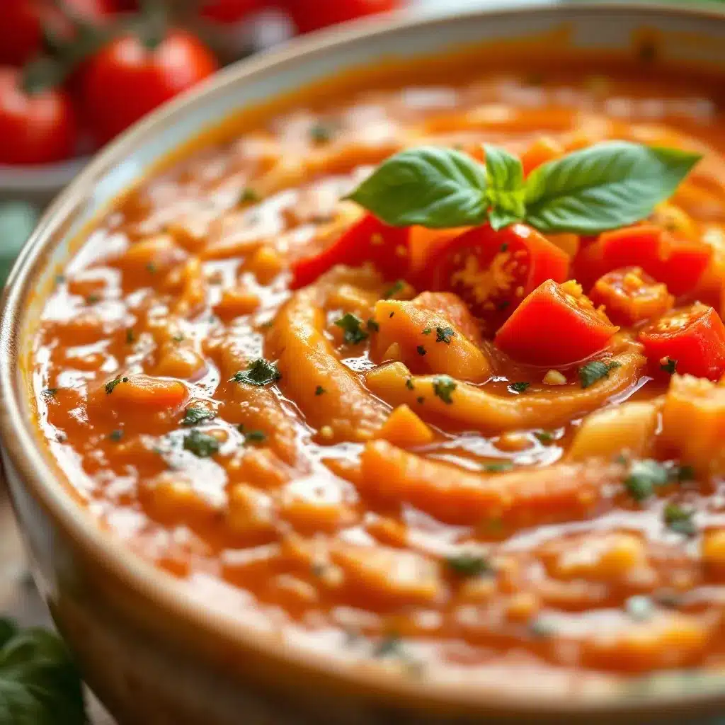 creamy homemade tomato basil soup with fresh tomatoes preparation steps