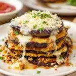 crispy garlic herb eggplant parmesan stacks - featured image