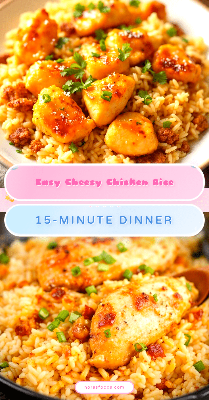 easy 15-minute cheesy chicken rice dinner recipe