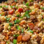 easy cheesy ground beef & rice skillet - featured image