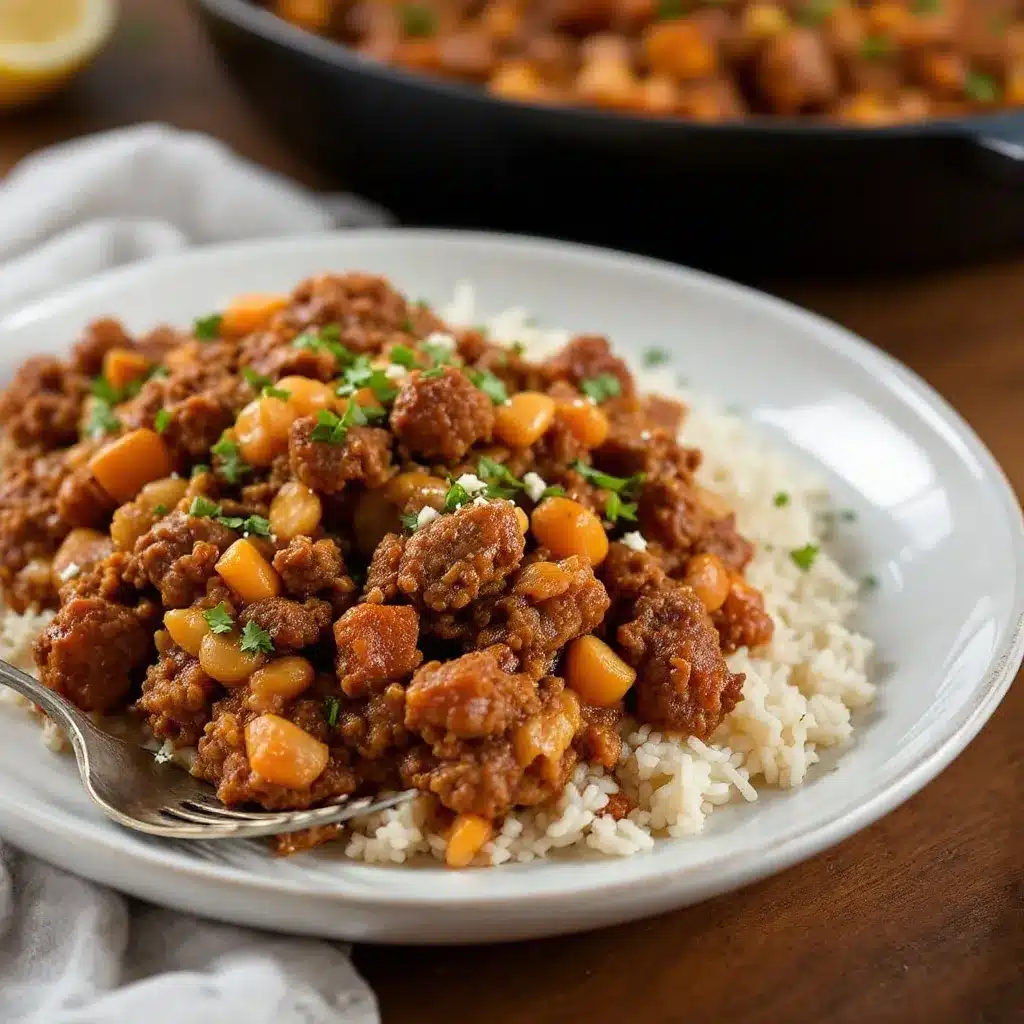easy cheesy ground beef & rice skillet preparation steps