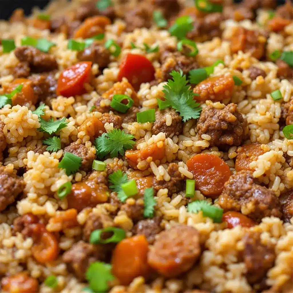 easy cheesy ground beef & rice skillet - featured image
