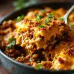 easy one-pan cheesy taco casserole - featured image