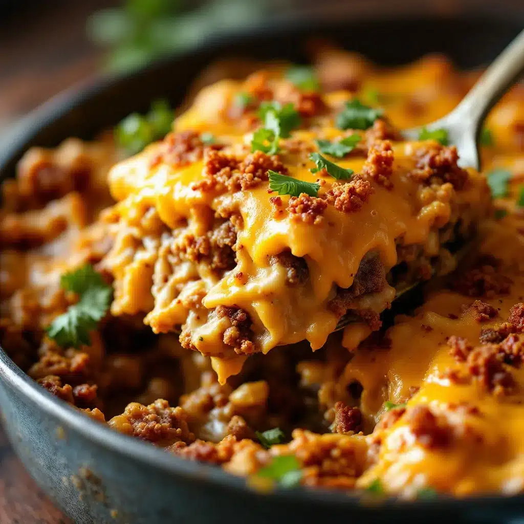easy one-pan cheesy taco casserole - featured image