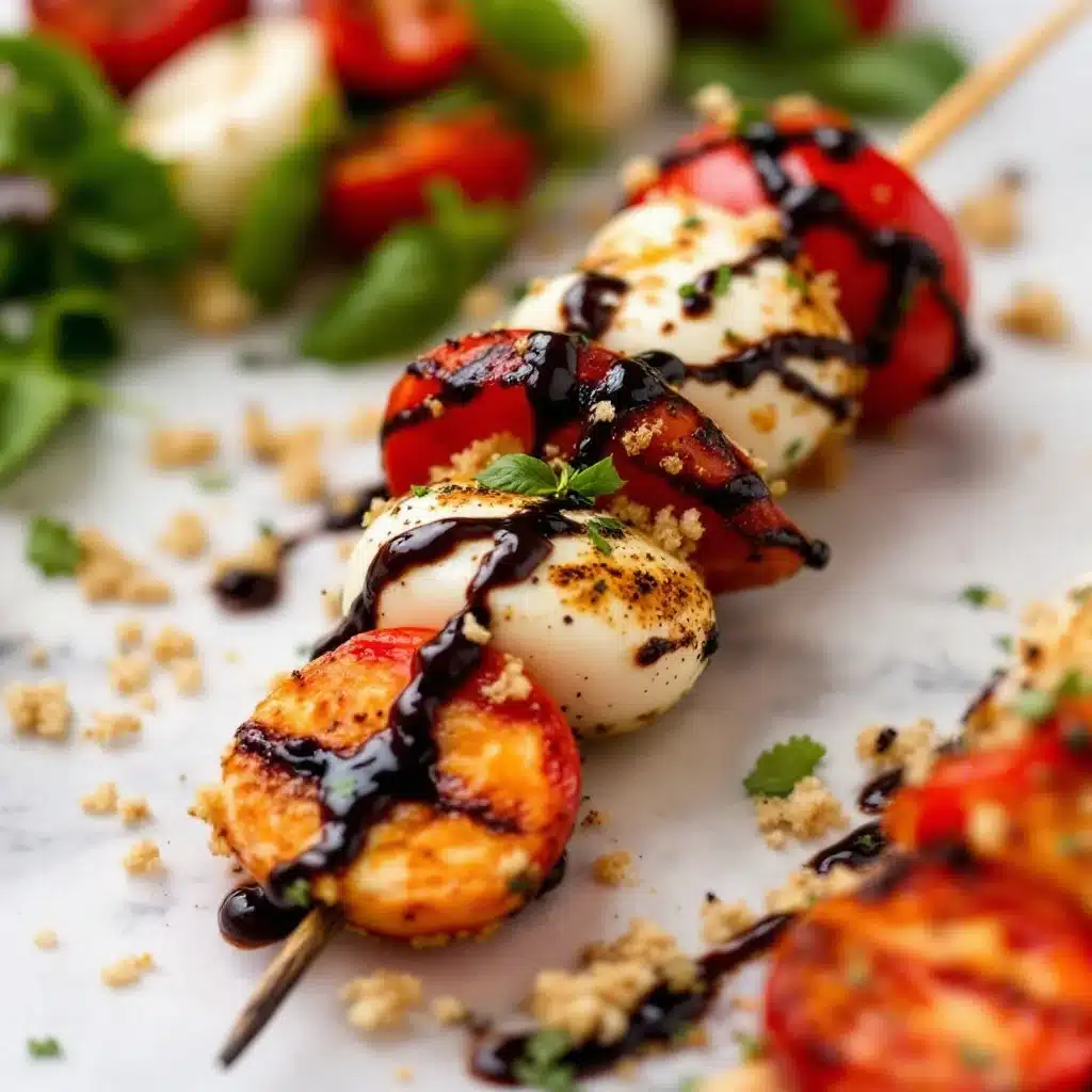 grilled balsamic caprese skewers - featured image