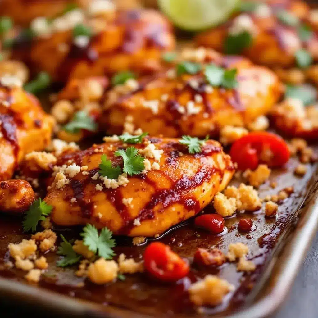 Sheet pan BBQ chicken fajitas preparation steps